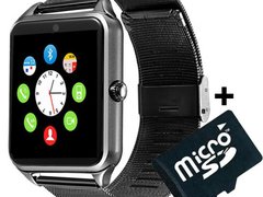 Ceas Smartwatch cu Telefon iUni Z60, Curea Metalica, Touchscreen, Camera, Notificari, Aluminiu + Car